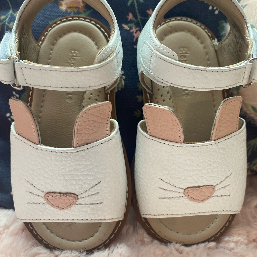 Elephantito White and Pink Bunny Sandals